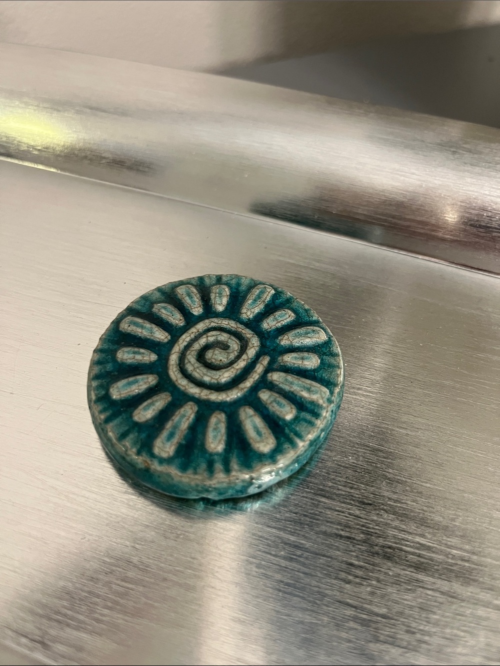 Teal Spiral Sunburst Ceramic Accent Message I Shine Bright